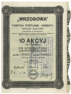 SPRING Portland Cement Factory, 10x 100 zloty 1932