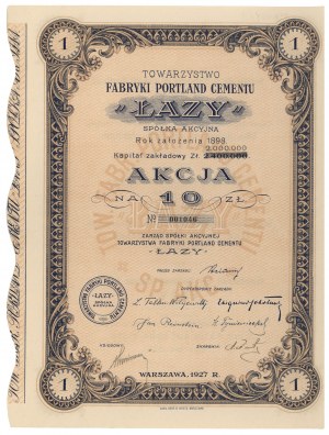 LAZY Tow. of Portland Cement Factory, 10 zl 1927