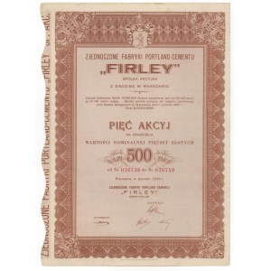 FIRLEY Vereinigte Portland-Zementfabriken, 5x 100 zl 1938