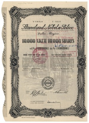 STANDARD NOBEL in Poland, Em.5, 10,000x 100 zlotys 1936 - for a MILLION zlotys