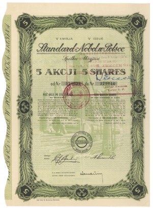 STANDARD NOBEL en Pologne, Em.5, 5x 100 zloty 1936