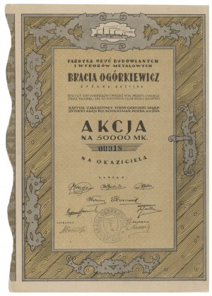 BRACIA OGÓRKIEWICZ Usine de quincaillerie de bâtiment et de produits métalliques, 50 000 mkp