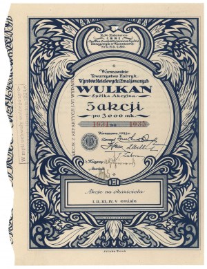Warszawskie Tow. Fabryk Wyrobów Metalowych i Enaljowanych WULKAN, Em.1-5, 5x 3,000 mkp 1923