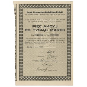 Bank Francusko-Belgijsko-Polski, Em.6, 5x 1.000 mk 1923
