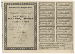 Französisch-Belgisch-Polnische Bank, Em.6, 5x 1.000 mk 1923