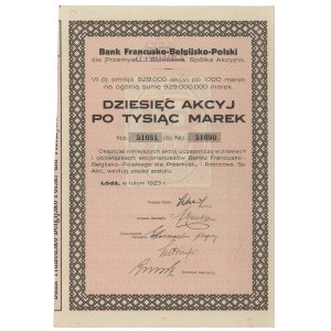 Bank Francusko-Belgijsko-Polski, Em.6, 10x 1.000 mk 1923