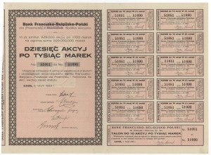 French-Belgian-Polish Bank, Em.6, 10x 1,000 mk 1923