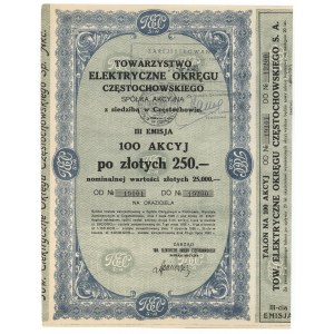 Towarzystwo Elektryczne Okręgu Częstochowskiego, Em.3, 100x 250 zł