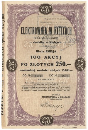 Elektrownia w Kielcach, Em.3, 100x 250 zl 1935