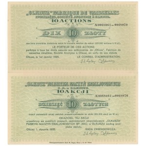 OLKUSZ Fabryka Naczyń Emaliowanych, Em.1-3, 10x 10 zł 1925
