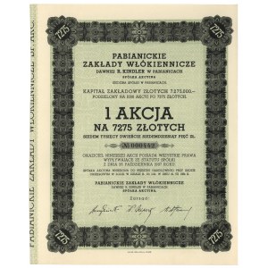 Pabianickie Zakłady Włókiennicze dawniej R. Kindler, 7.275 zł 1937