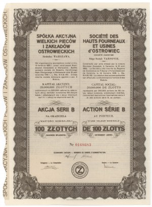 Spółka Akc. Wielkich Pieców i Zakładów Ostrowieckich, PLN 100, série B
