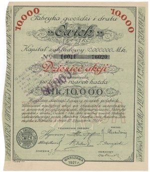 ĆWIEK Nagel- und Drahtfabrik, Em.2, 10x 1.000 mkp 1921