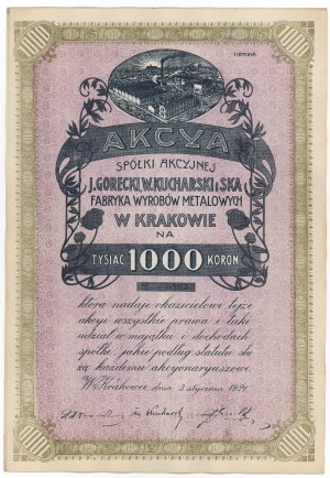 J. Gorecki, W. Kucharski i Ska Fabryka Wyrobów Metalowych, Em.2, 1,000 kr 1919