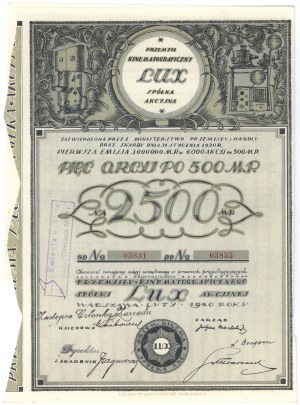 Kinematographische Industrie LUX, Em.1, 5x 500 mkp 1920
