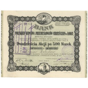 Bank Polskich Kupców i Przemysłowców Chrześcijan w Łodzi, Em.4, 20x 500 mkp 1922 - przewalutowana na 50 zł