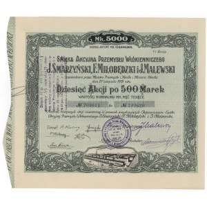 Przemysł Włókienniczy J.SMARZYŃSKI, F.MIŁOBĘDZKI..., Em.6, 10x 500 mkp 1922