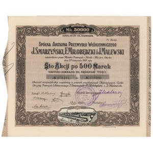 Przemysł Włókienniczy J.SMARZYŃSKI, F.MIŁOBĘDZKI..., Em.6, 100x 500 mkp 1922