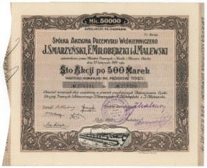 Przemysł Włókienniczy J.SMARZYŃSKI, F.MIŁOBĘDZKI..., Em.6, 100x 500 mkp 1922