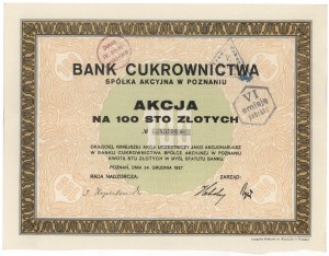 Bank of Sugar Industry in Poznań, 100 zloty 1927