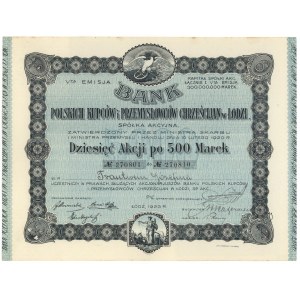 Bank Polski Kupców i Przemysłowców Chrześcijanjan w Łodzi, Em.5, 10x 500 mkp 1923