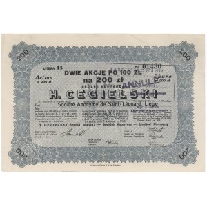 H. CEGIELSKI Tow. Akc., Lit.B, 2x 100 zl 1929 - registriert