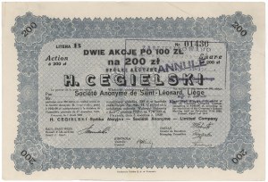 H. CEGIELSKI Tow. Akc., Lit.B, 2x 100 zl 1929 - registriert