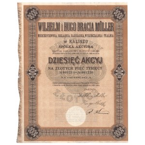 WILHELM i HUGO BRACIA MÜLLER Marceryzownia, Bielarnia, Farbiarnia..., 10x 500 zł 1929