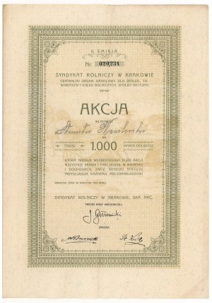 Agricultural Syndicate in Cracow, Em.2, 1,000 mkp 1922