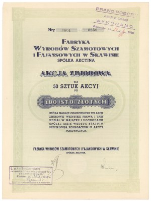 Szamotow et usine de faïence de Skawina, 50x 100 PLN