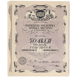 Papiernia SOCZEWKA Sp. Akc. w Warszawie, Em.2, 50x 20 zł 1928