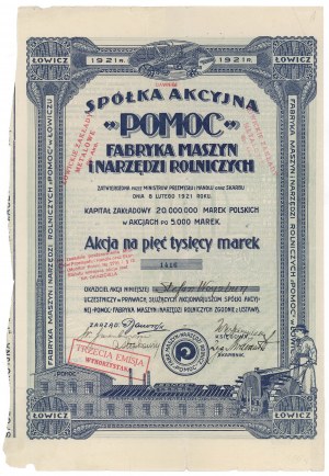 POMOC Agricultural Machinery and Tools Factory, 5,000 mkp 1921