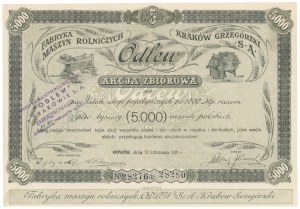 Factory of Agricultural Machines ODLEW in Cracow, 5x 1,000 mkp 1921