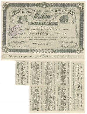 Factory of Agricultural Machines ODLEW in Cracow, 5x 1,000 mkp 1921