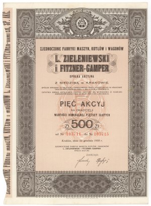 L. Zieleniewski et Fitzner-Gamper ... Usines de machines ..., 5x 100 zl 1938