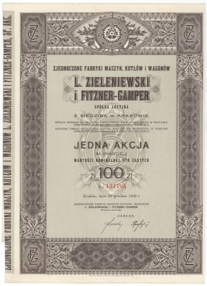 L. Zieleniewski et Fitzner-Gamper ... Usines de machines..., 100 zl 1938