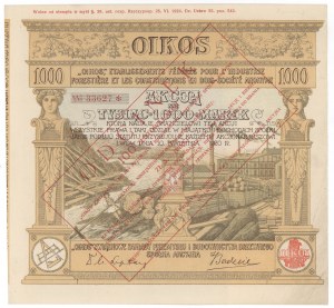 OIKOS Union Works of Wood Industry and Construction, 1,000 mkp 1920