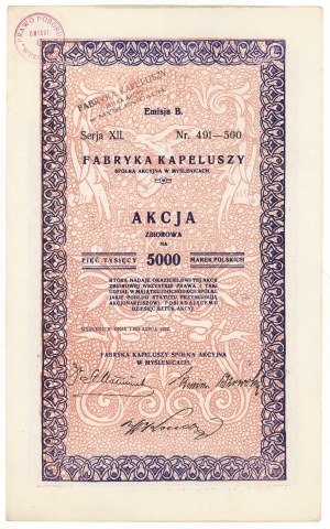 Myślenice Hutfabrik, Em.B, Ser.XII, 10x 500 mkp 1922