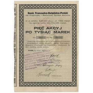 Bank Francusko-Belgijsko-Polski, Em.6, 5x 1.000 mk 1923