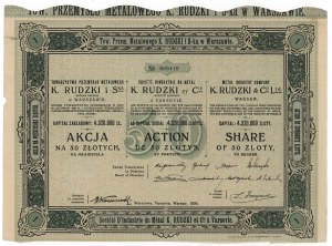 Gesellschaft der Metallindustrie K. RUDZKI i Ska, 50 zl 1926 - grün