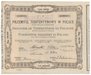 Turpentine Industry in Poland, Em.1, 10,000 mkp 1923