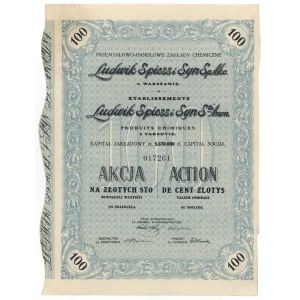 Przemysłowo-Handlowe Zakłady Chemiczne LUDWIK SPIESS i SYN, 100 zł 1929