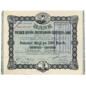 Bank Polskich Kupców i Przemysłowców Chrześcijan w Łodzi, Em.3, 10x 500 mkp 1921