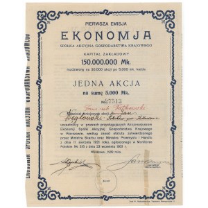 Spółka Akc. Gospodarstwa Krajowego EKONOMJA, Em.1, 5.000 mk 1922