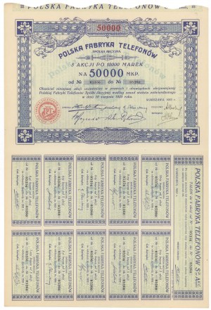 Polish Telephone Factory, 5x 10,000 mkp 1923