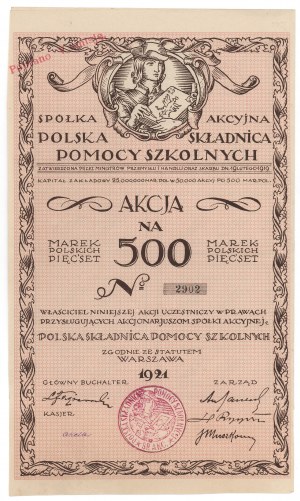 Polish School Aid Storehouse in Warsaw, 500 mkp 1921