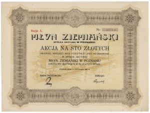 Ziemiański Mill in Poznań, 100 zloty 1927