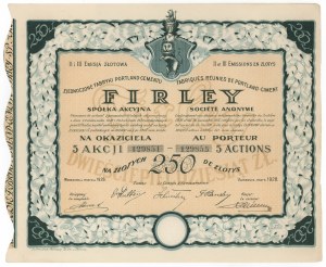 FIRLEY Lublin Portland Zement Fabrik, Em.2-3, 5x £50 1928