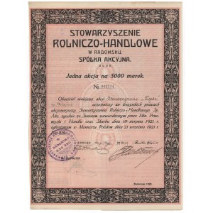 Stowarzyszenie Rolniczo-Handlowe w Radomsku, 5.000 mkp 1922 - imienna