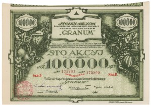 Gesellschaft Akc. der fusionierten inländischen...GRANUM, Em.7, 100x 1.000 mkp